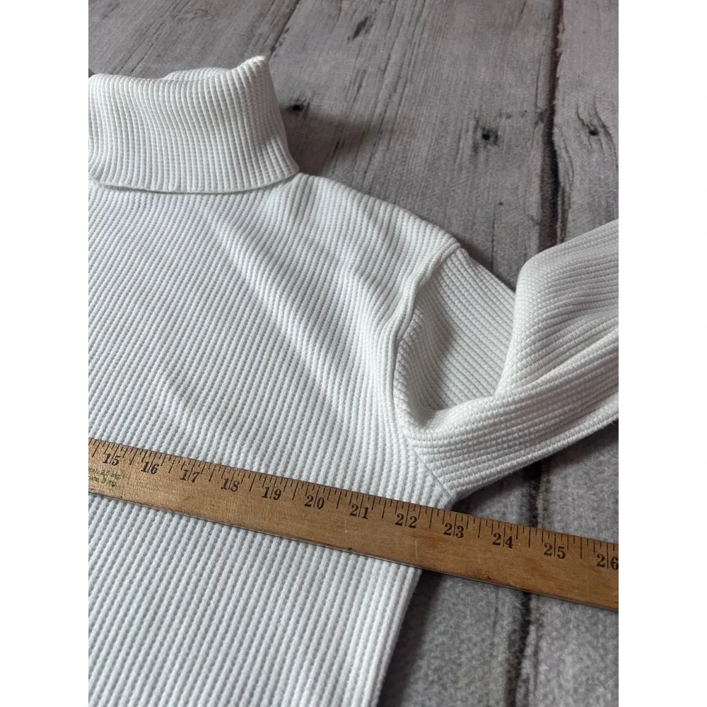 GAP Womens White Ribbed Turtleneck‎ Sweater Relaxed Fit Side Slit Medium